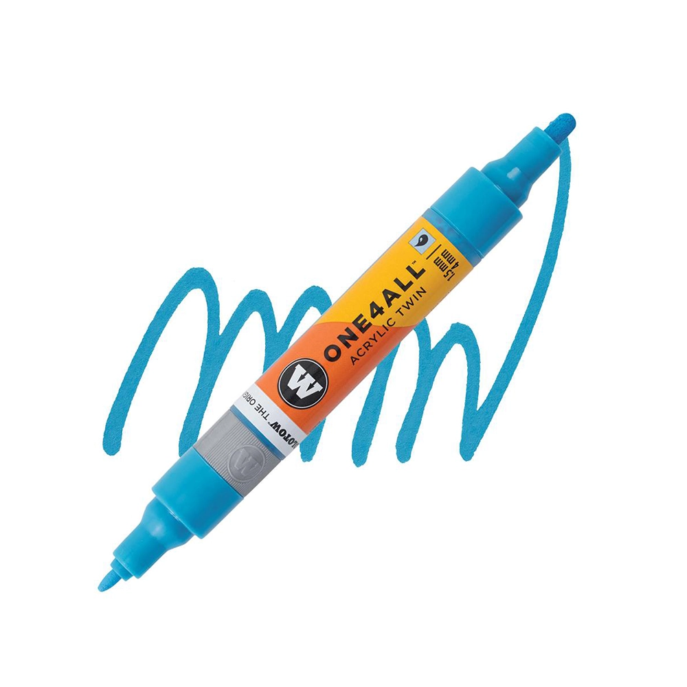 Molotow ONE4ALL Acryl Twin двустранен акрилен маркер, 1,5 + 4 мм, Shock Blue